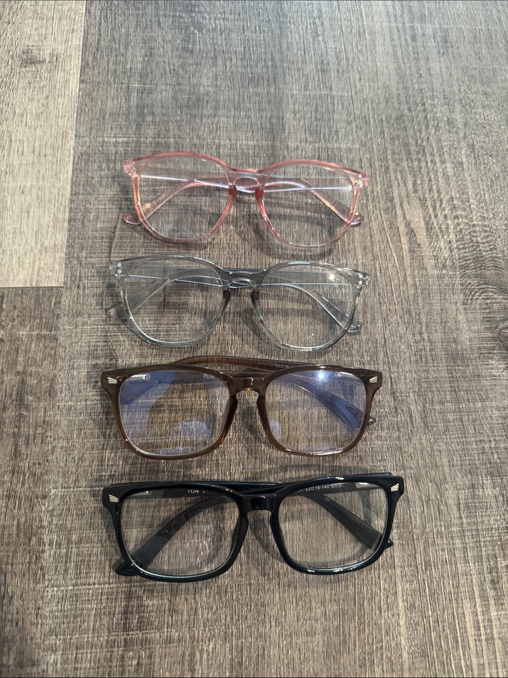 Set of 4 Fashion Eyeglass Frames - Pink, Clear, Brown, Black